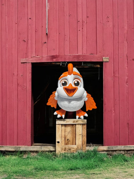 Adorable Orange & White Chicken Figurine – Farmhouse Charm for Kids & Collectors