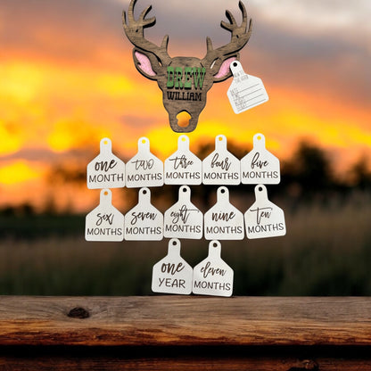 🦌 **Deer-Themed Baby Milestone Set – "New to the Herd"** 🍼✨