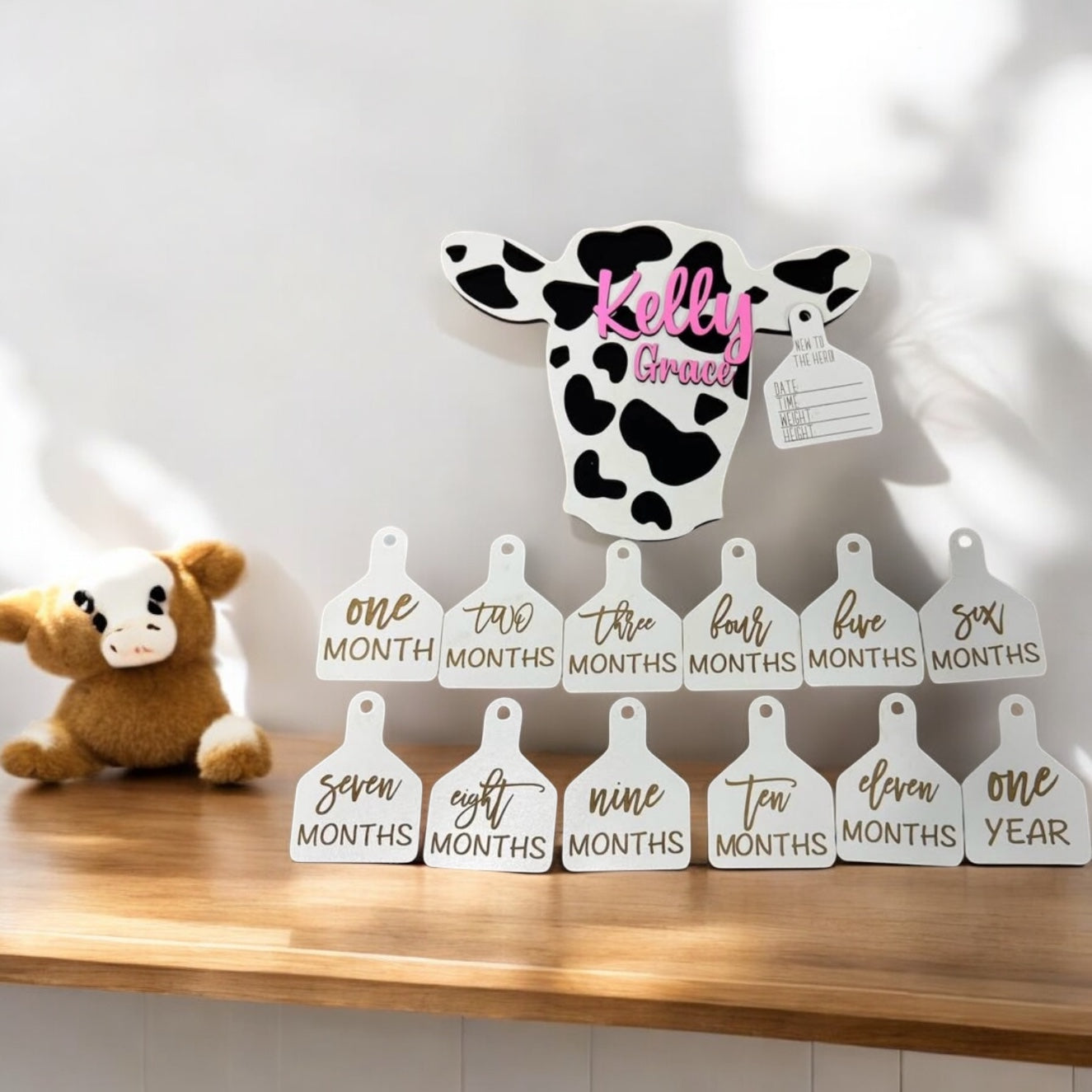 Personalized Farm-Themed Baby Milestone Set – "New to the Herd