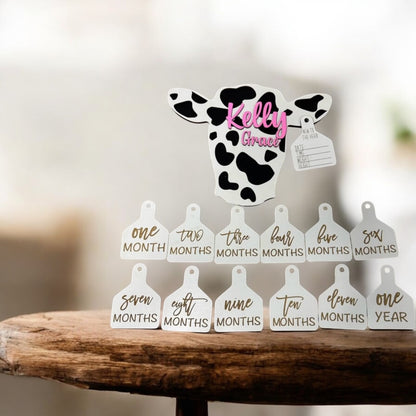 Personalized Farm-Themed Baby Milestone Set – "New to the Herd