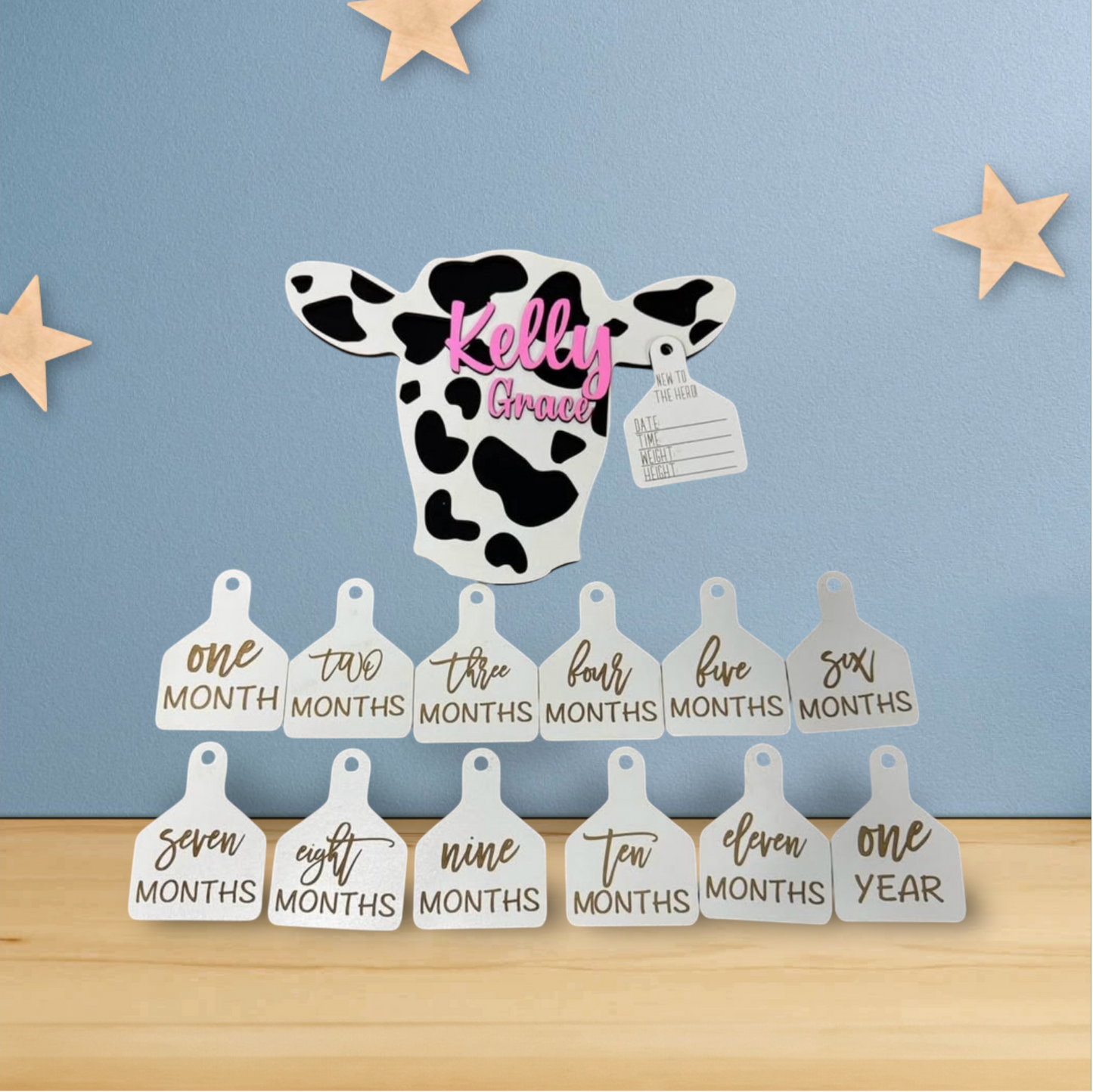 Personalized Farm-Themed Baby Milestone Set – "New to the Herd