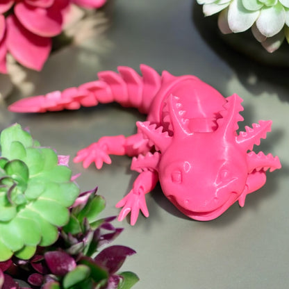 Adorable 3D Printed Axolotl – Articulated Toy in Bright Pink | Cute Desk Pet or Gift Idea