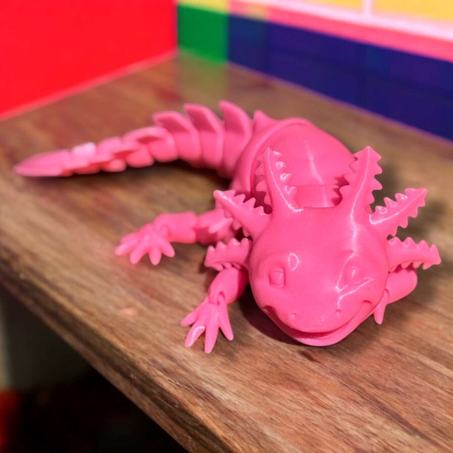 Adorable 3D Printed Axolotl – Articulated Toy in Bright Pink | Cute Desk Pet or Gift Idea