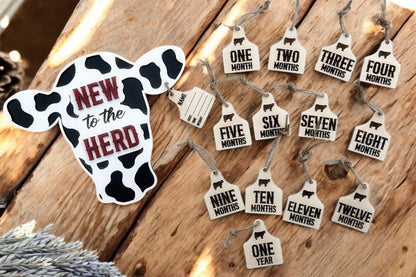 🐄  to the Herd" Baby Milestone Tag Set – Farm-Themed Monthly Photo Prop!** 🍼✨