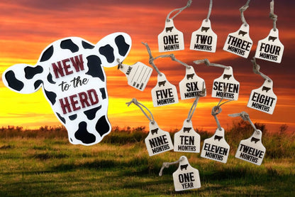 🐄  to the Herd" Baby Milestone Tag Set – Farm-Themed Monthly Photo Prop!** 🍼✨